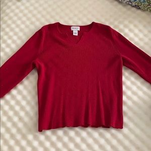 Wine Red 3/4 Sleeve Sweater Shirt